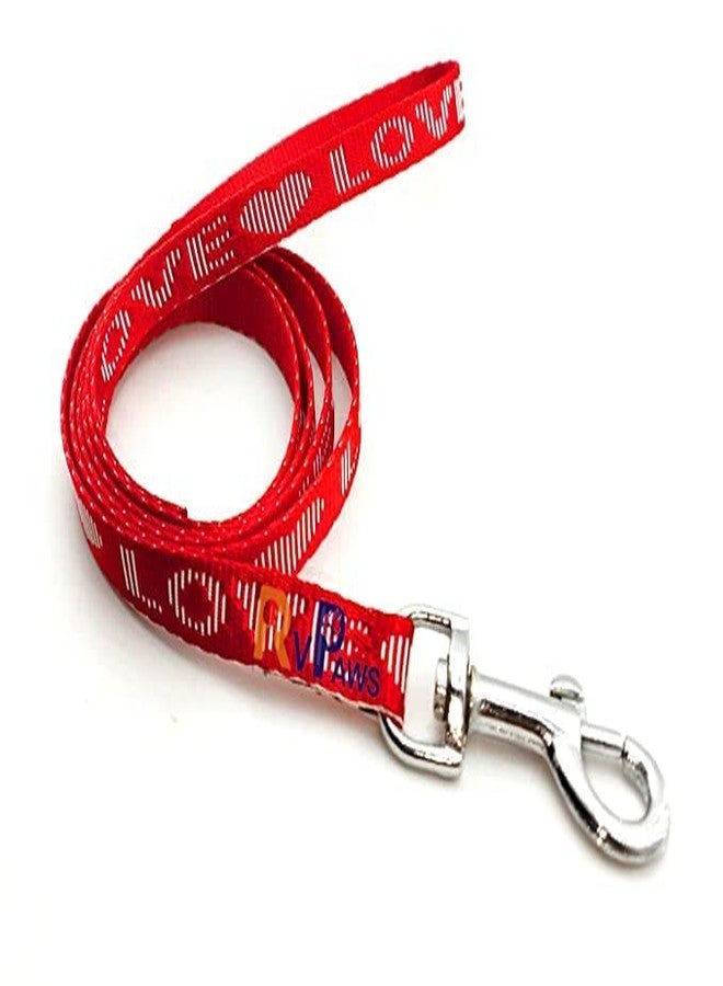 Pups&Pets 15 MM Nylon Love Printed Harness and Adjustable Leash Set | 0.5 Inch Harness Set Dogs and Puppies (Red) - Image 2